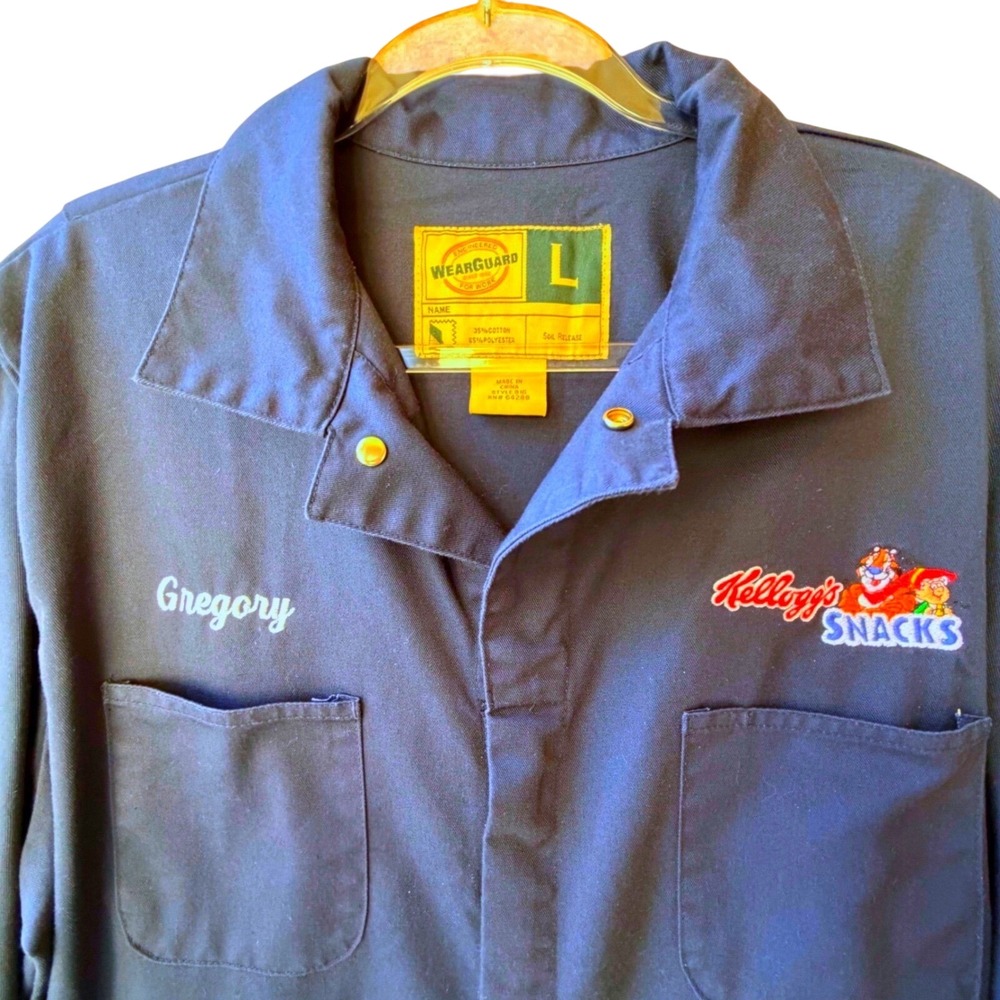 Vintage WearGuard Kellogg's Snacks Coveralls Large Navy Workwear Gregory‎